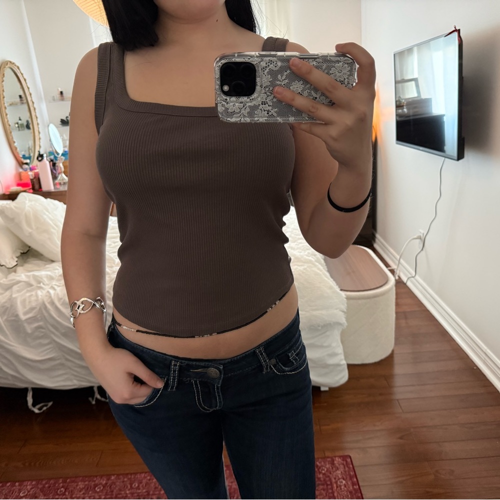 Chocolate Ribbed Tank Top - Picture 1 of 4